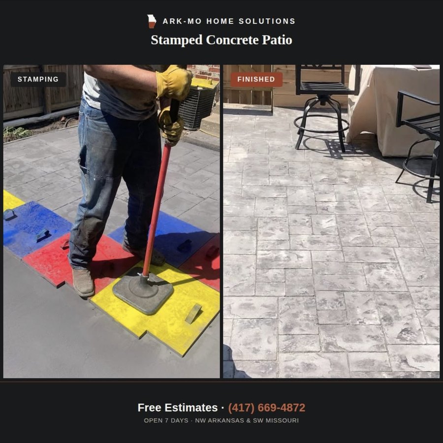 Ark-Mo Home Solutions stamped concrete patio post